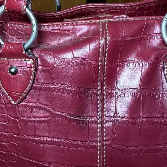 y2k red leather shoulder bag croc embossed studded mcbling grunge vintage - Picture 7 of 16